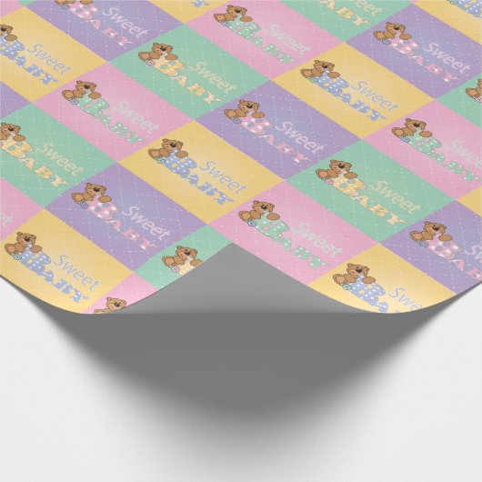 Pastel Sweet Baby Bears Geschenkpapier (Ecke)