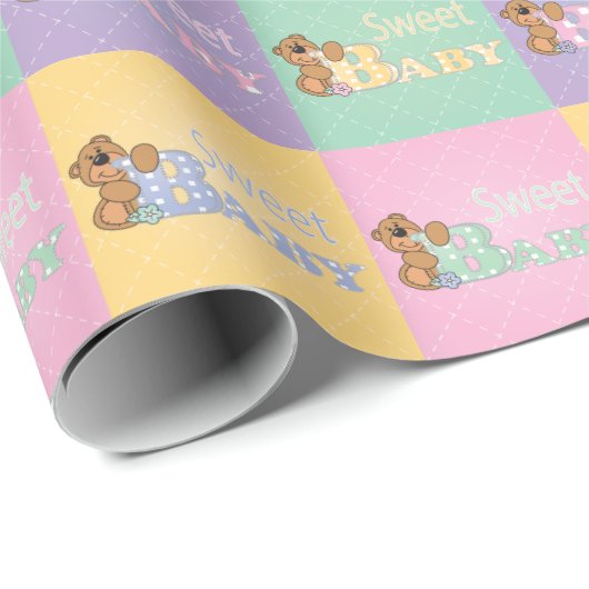 Pastel Sweet Baby Bears Geschenkpapier (Rolleneckpunkt)