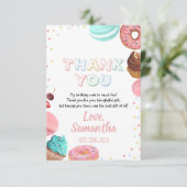 Pastel Sweet Candy Lolipop Cupcake Donut Birthday Dankeskarte (Stehend Vorderseite)