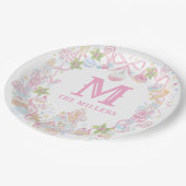 Pastel Sweet Holiday Treats Monogram Crest  Pappteller (Schrägansicht)