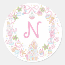 Pastel Sweet Holiday Treats Monogram Crest Runder Aufkleber