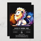 Pastel Sweet Lion Birthday Einladung (Vorne/Hinten)