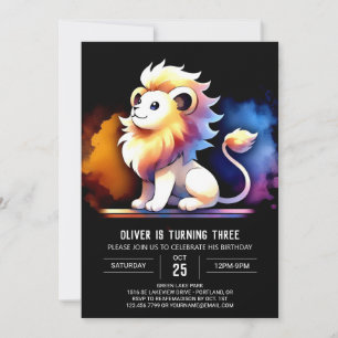 Pastel Sweet Lion Birthday Einladung