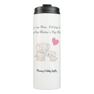 Pastel Sweet Mommy Elephant and Child - Thermosbecher