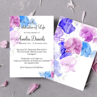 Pastel Sweet Pea Celebration of Life Einladung