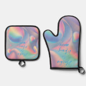 Pastel Swirl Hippy Couple Names Roman Numeral Datu Ofenhandschuh & Topflappen-Set (Vorderseite)