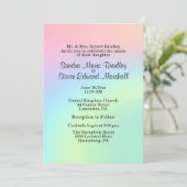 Pastel Swirl Hochzeitseinladung mit Empfang Einladung (Stehend Vorderseite)
