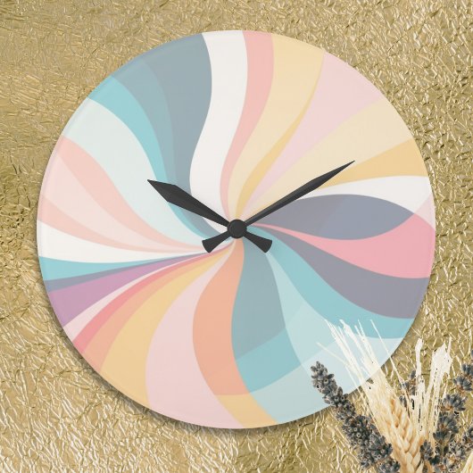 Pastel Swirl Hübsch Modern Frische Pasta machen Co Große Wanduhr
