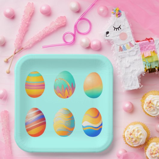 Pastel Swirl Ostereier Pappteller (Party)
