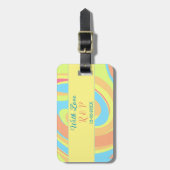 PASTEL SWIRL RETRO HINZUFÜGEN NAME SCHREIBDATUM MO GEPÄCKANHÄNGER (Vorderseite vertikal)