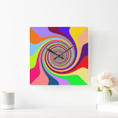 Pastel Swirl Square Wall Clock Quadratische Wanduhr (Zuhause)