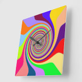 Pastel Swirl Square Wall Clock Quadratische Wanduhr (Winkel)
