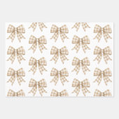 Pastel Tan und White Gingham Buffalo Kariert Bow Geschenkpapier Set (Vorderseite 3)