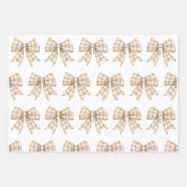 Pastel Tan und White Gingham Buffalo Kariert Bow Geschenkpapier Set (Vorderseite 2)