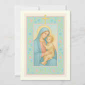 Pastel Taufe Mary und Jesus Floral Einladung (Rückseite)