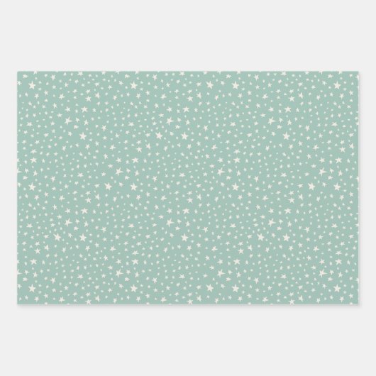 Pastel Teal Christmas Snowmen Trees Stars Geschenkpapier Set (Vorderseite 3)