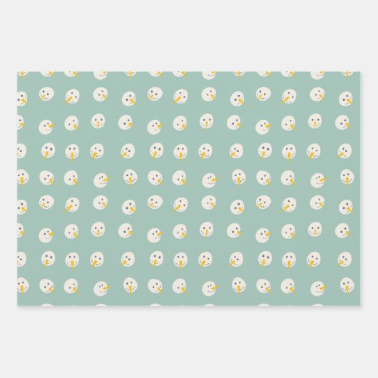 Pastel Teal Christmas Snowmen Trees Stars Geschenkpapier Set (Vorderseite 2)