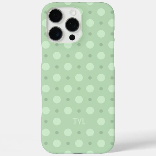 Pastel Teal Dots Pattern Custom Name Initial Case-Mate iPhone Hülle (Rückseite)