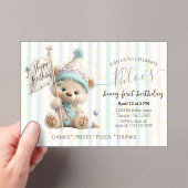 Pastel Teddy Bear Birthday Acryleinladungen (Insitu (Handheld))