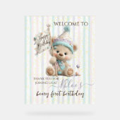 Pastel Teddy Bear Birthday Acrylschild (Vorderseite)