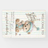 Pastel Teddy Bear Birthday Banner (Horizontal)