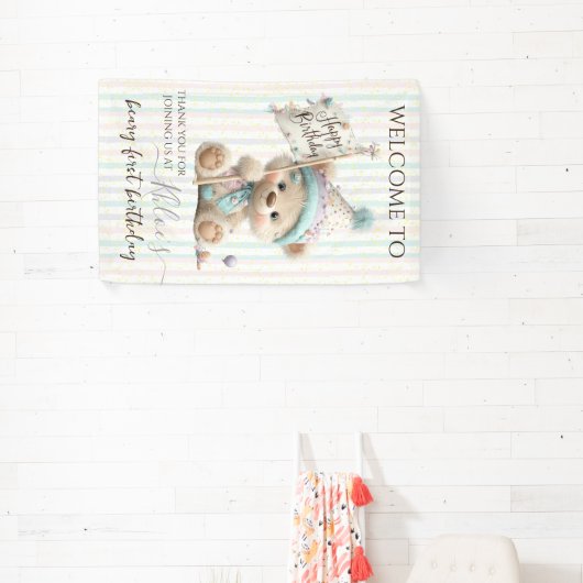 Pastel Teddy Bear Birthday  Banner (InSitu)
