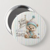 Pastel Teddy Bear Birthday  Button (Vorne & Hinten)