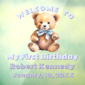Pastel Teddy Bear Birthday First Birthday Fensteraufkleber (Blatt 3)