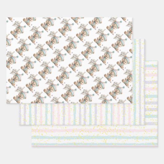 Pastel Teddy Bear Birthday Geschenkpapier Set (Set)