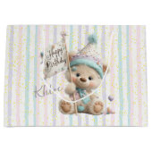 Pastel Teddy Bear Birthday  Große Geschenktüte (Vorderseite)