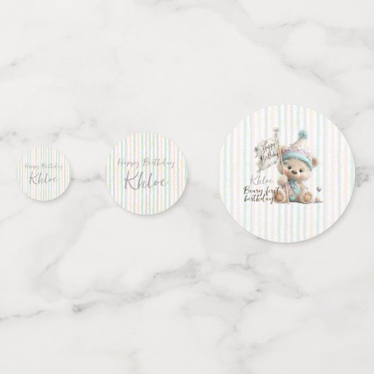 Pastel Teddy Bear Birthday Konfetti (Vorderseiten)