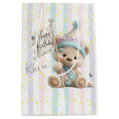 Pastel Teddy Bear Birthday  Mittlere Geschenktüte (Vorderseite)