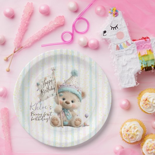 Pastel Teddy Bear Birthday  Pappteller (Party)