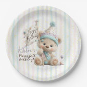 Pastel Teddy Bear Birthday  Pappteller (Vorderseite)