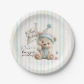 Pastel Teddy Bear Birthday Pappteller (Vorderseite)
