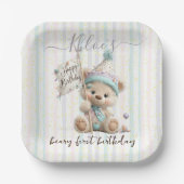 Pastel Teddy Bear Birthday Pappteller (Vorderseite)