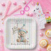 Pastel Teddy Bear Birthday Pappteller (Party)