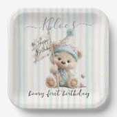 Pastel Teddy Bear Birthday  Pappteller (Vorderseite)