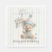 Pastel Teddy Bear Birthday  Serviette (Vorderseite)