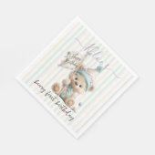 Pastel Teddy Bear Birthday  Serviette (Ecke)