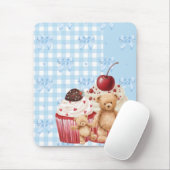 pastel "teddy bear" cupcake kawaii gingham ribbon  mousepad (Mit Mouse)