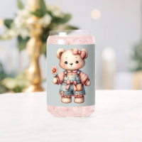 Pastel Teddy Bear Holding Blume Tragen Overalls