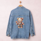 Pastel Teddy Bear Holding Blume Tragen Overalls Jeansjacke (Hangar)