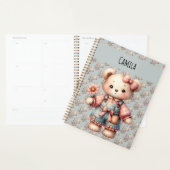 Pastel Teddy Bear Holding Blume Tragen Overalls Planer (Anzeige)