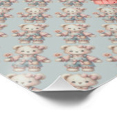 Pastel Teddy Bear Holding Blume Tragen Overalls Poster (Ecke)