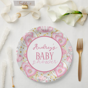 Pastel Tee und Doughnut Baby Shower Paper Plate Pappteller