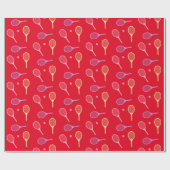Pastel Tennis Rackets mit Tennisball auf Rot Geschenkpapier (Flach)