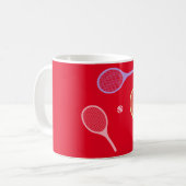 Pastel Tennis Rackets mit Tennisball auf Rot Kaffeetasse (Vorderseite Links)