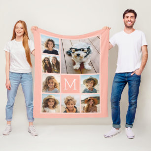 Pastel Terra 8 Foto Collage - klassisches Monogram Fleecedecke