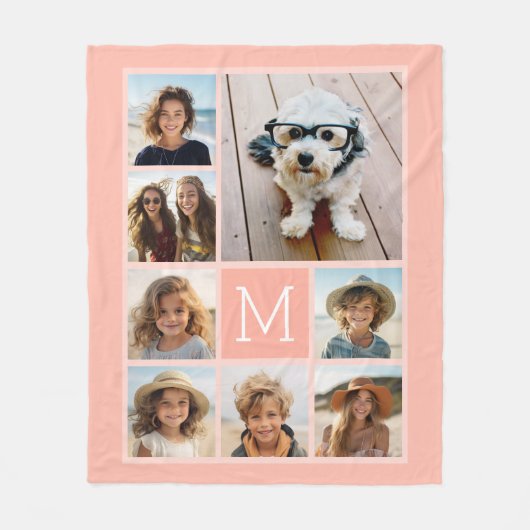 Pastel Terra 8 Foto Collage - klassisches Monogram Fleecedecke (Vorderseite)